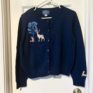 SOLD Collectif Jessie Forest Embroidered Navy Cardigan